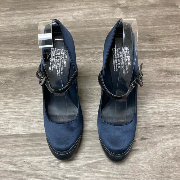 Pedro Garcia Satin Leather Heels Blue - Picture 4 of 13